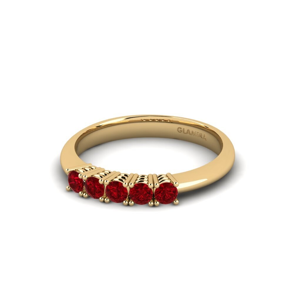 18k Oro Amarillo Circonita Roja Anillo de compromiso Naomi