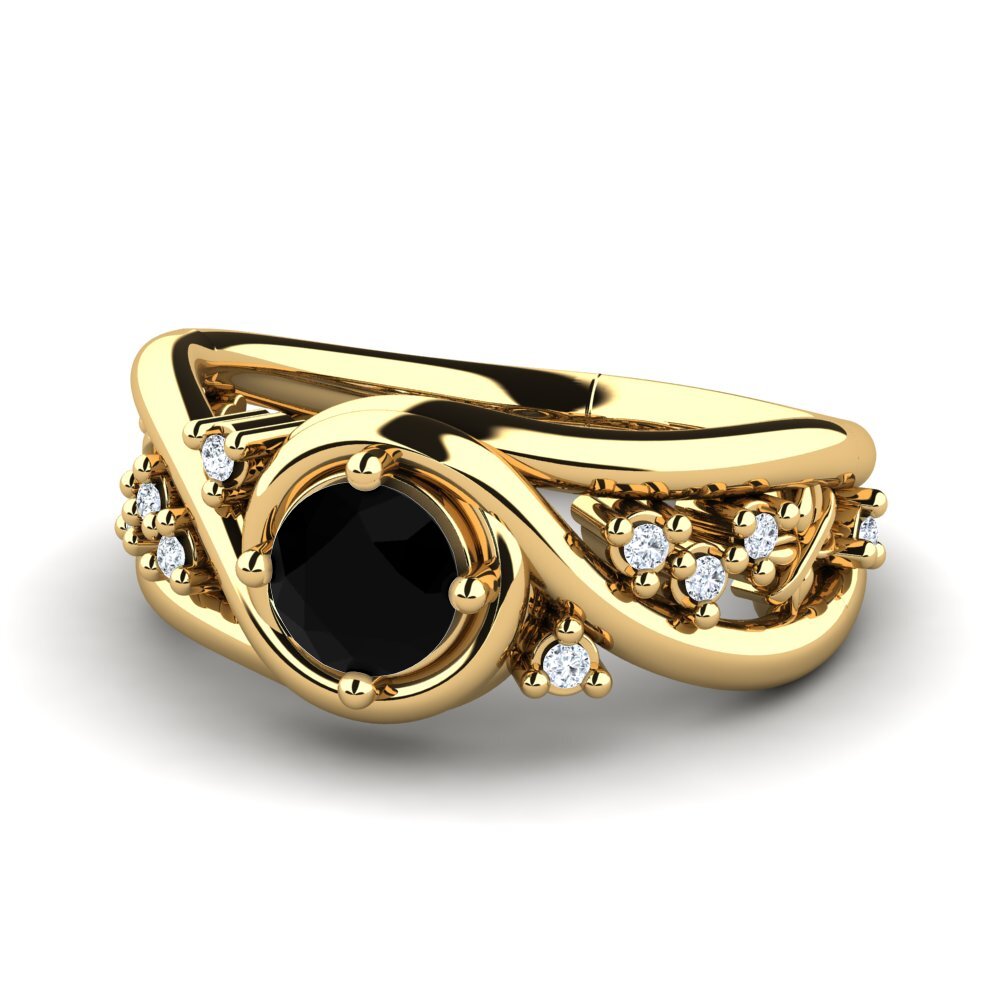 Black Diamond Engagement Ring Pravin