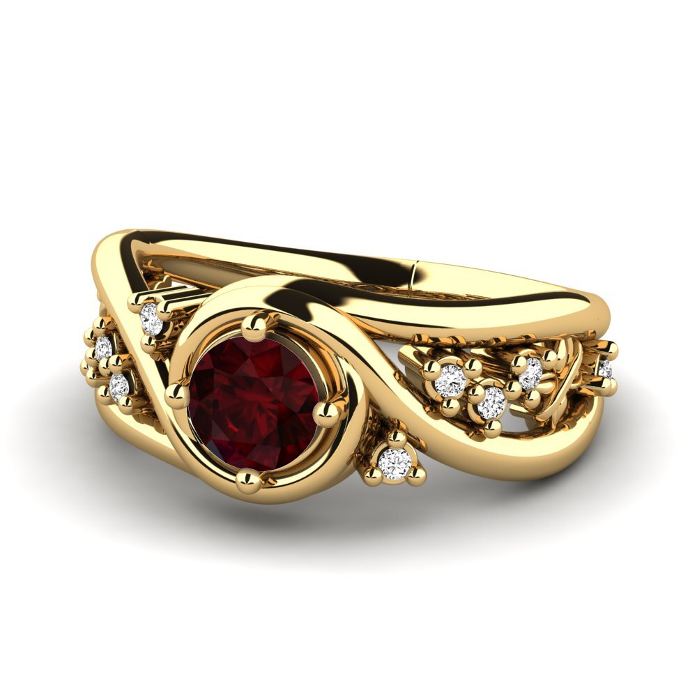 Đá Garnet / Ngọc Hồng Lựu Nhẫn đính hôn Pravin
