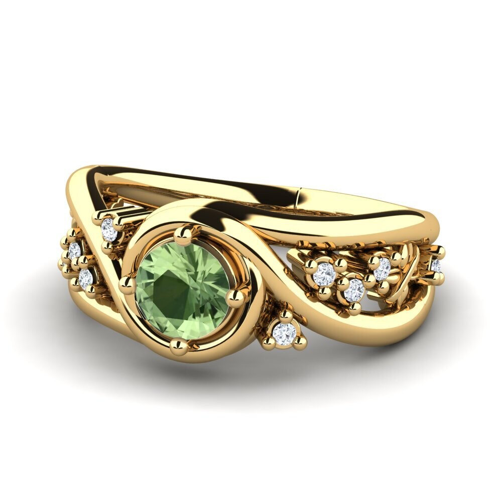 Zafiro Verde Anillo de compromiso Pravin