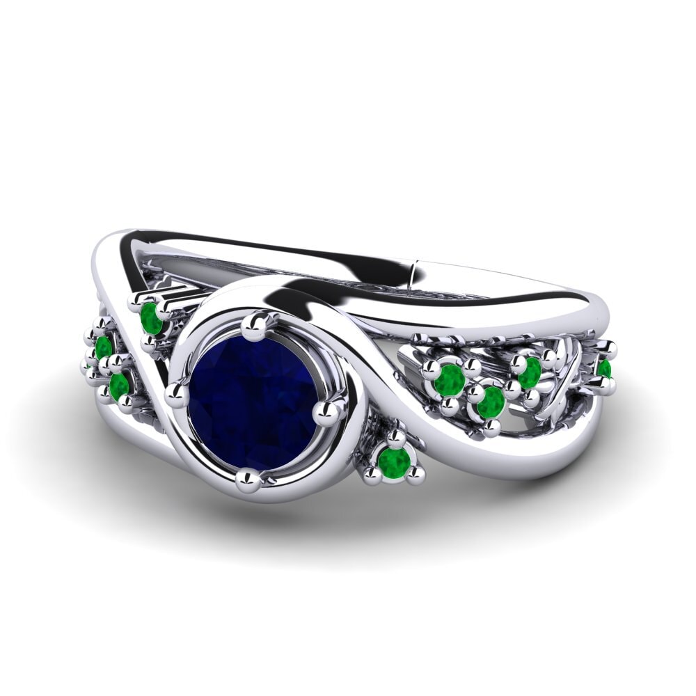 9ct White Gold Sapphire Engagement Ring Pravin