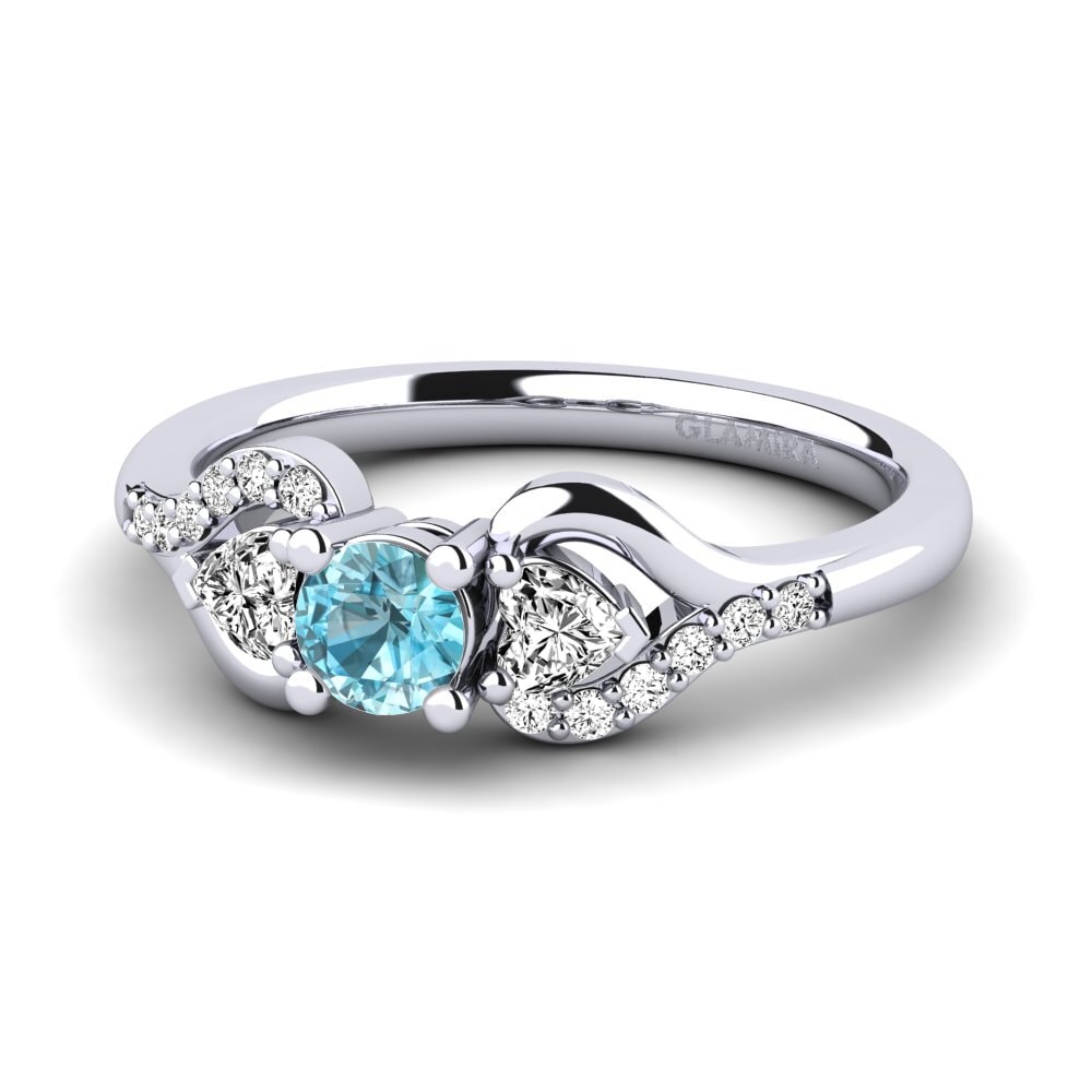 Blue Zircon Engagement Ring Roselina