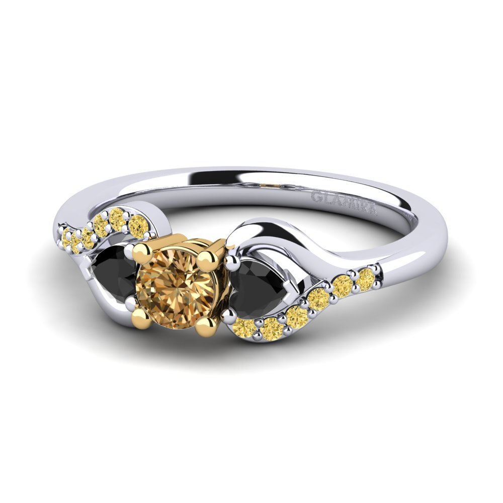 18k Oro Blanco & Amarillo Anillo de compromiso Roselina