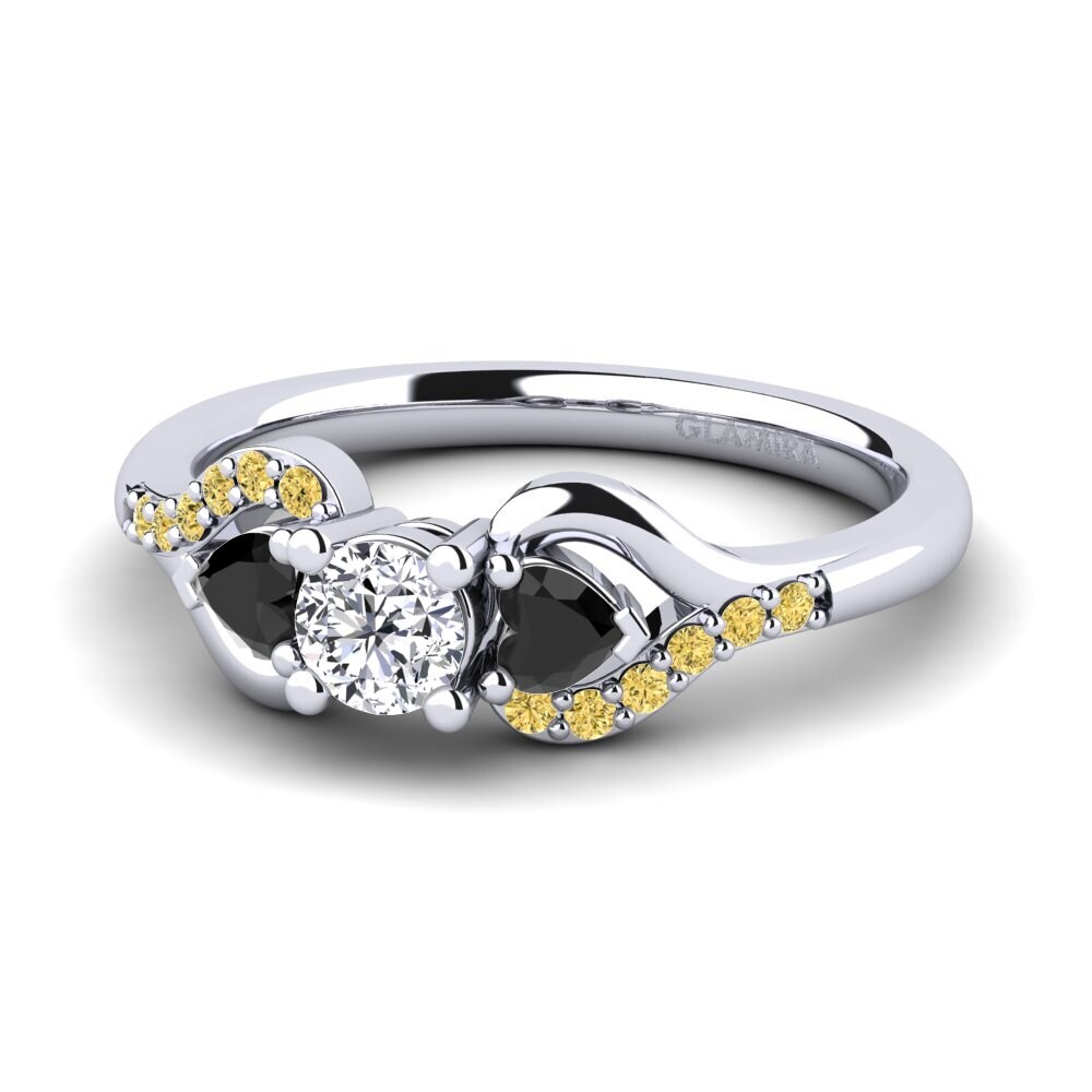 18k Oro Blanco Diamante Anillo de compromiso Roselina