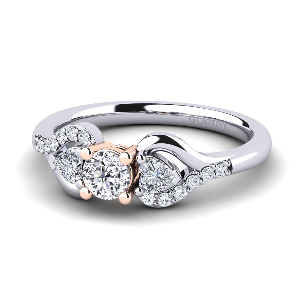 9k Oro Blanco & Rosa Anillo de compromiso Roselina