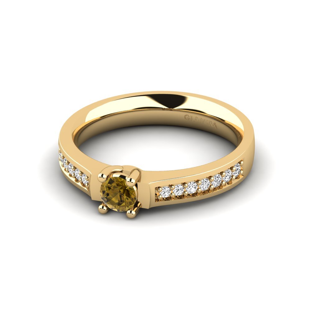 Brown Zircon Engagement Ring Ruby 0.25 crt