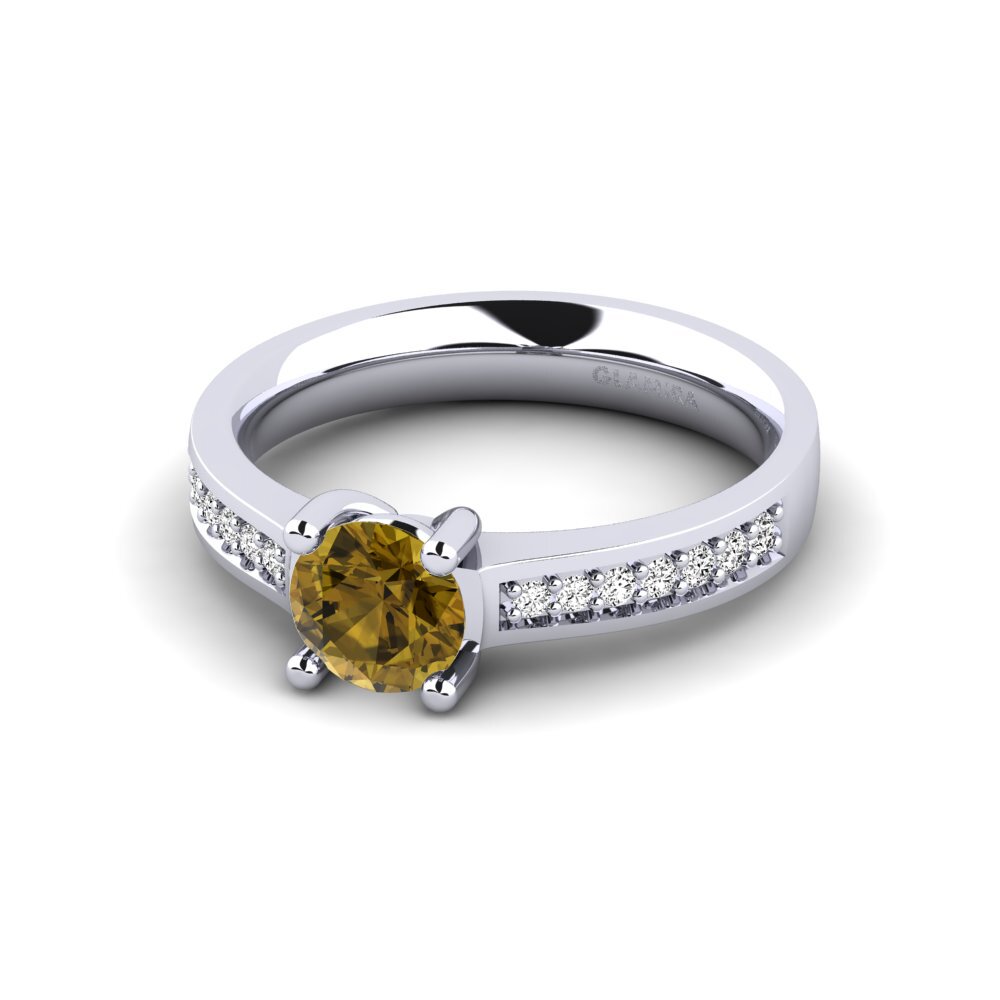 Brown Zircon Engagement Ring Ruby 0.8 crt