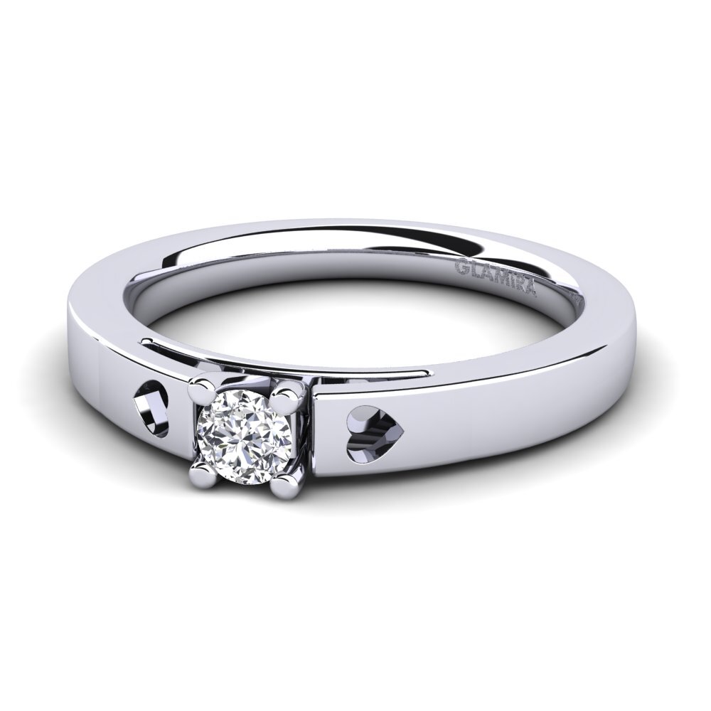 18k Oro Blanco Anillo de compromiso Samarie