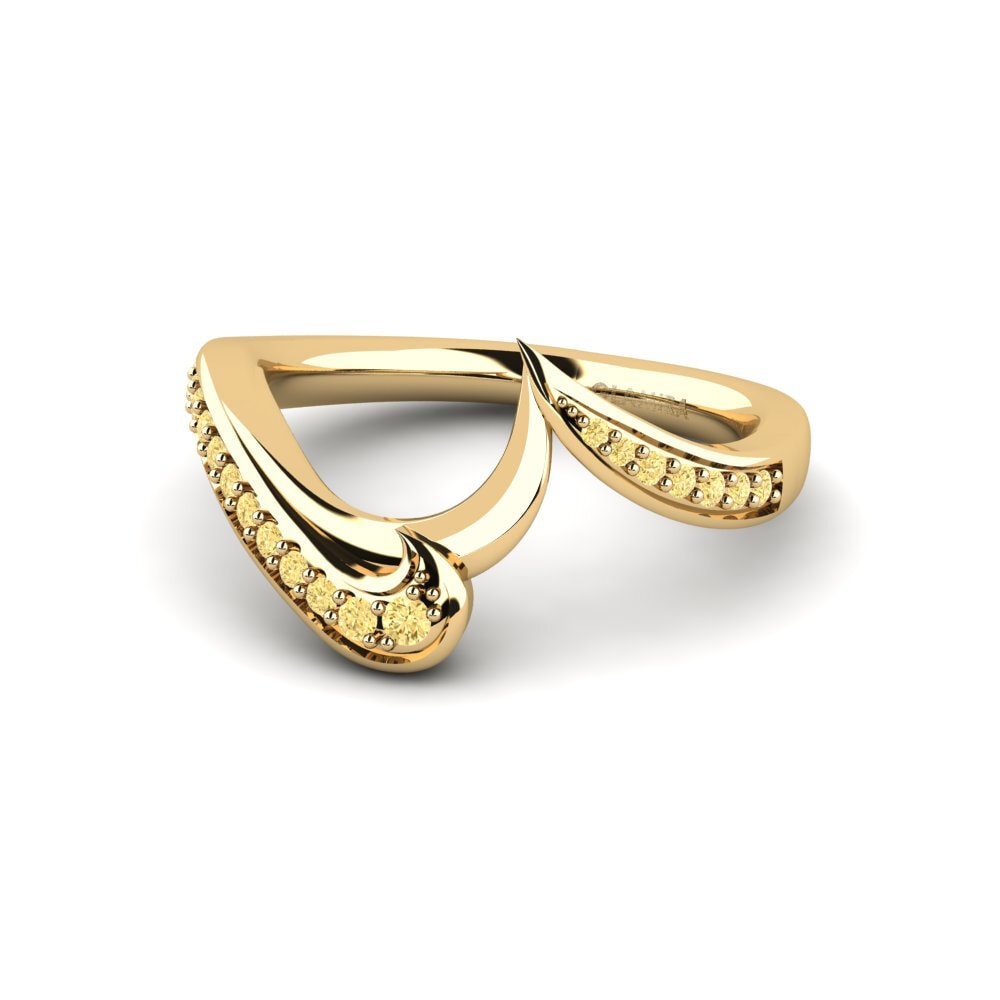 14ct Yellow Gold Yellow Diamond Bridal Set Sinuous Ring B