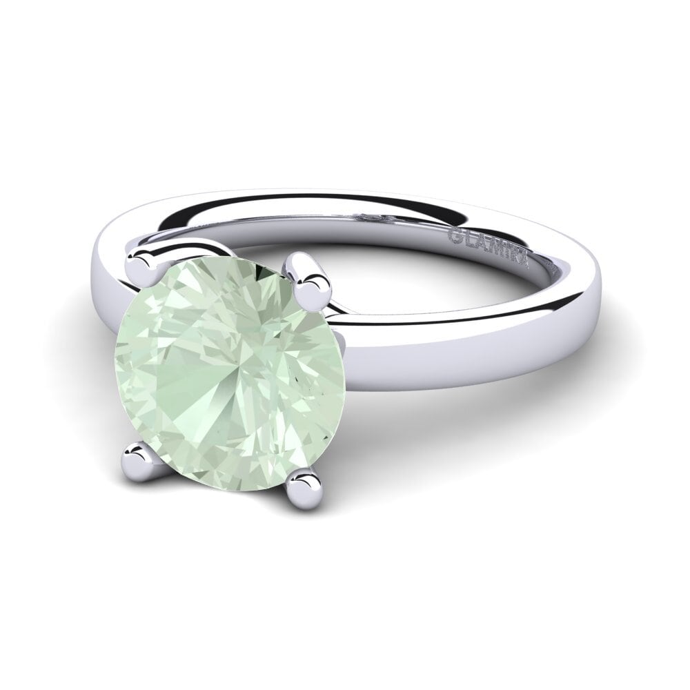 18k Oro Blanco Amatista verde Anillo de compromiso Titina 3.0 crt