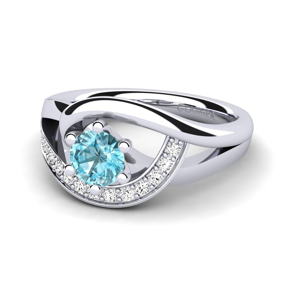 Blue Zircon Engagement Ring Trina 0.5 crt