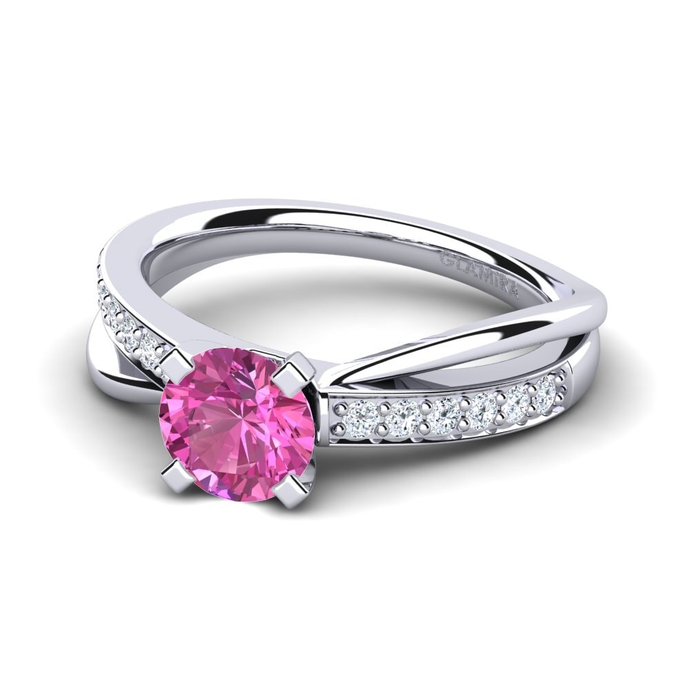 9ct White Gold Pink Topaz Engagement Ring Viviette 0.8 crt