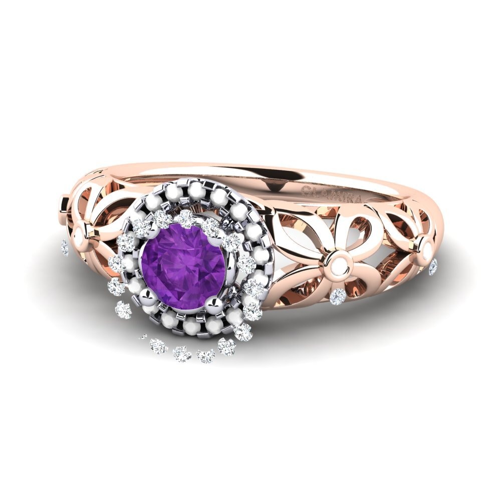9k Oro Rosa & Blanco Anillo de compromiso Vivyan