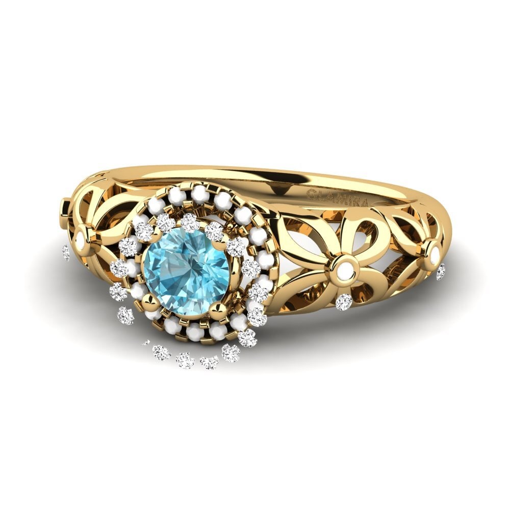Circón Azul Anillo de compromiso Vivyan
