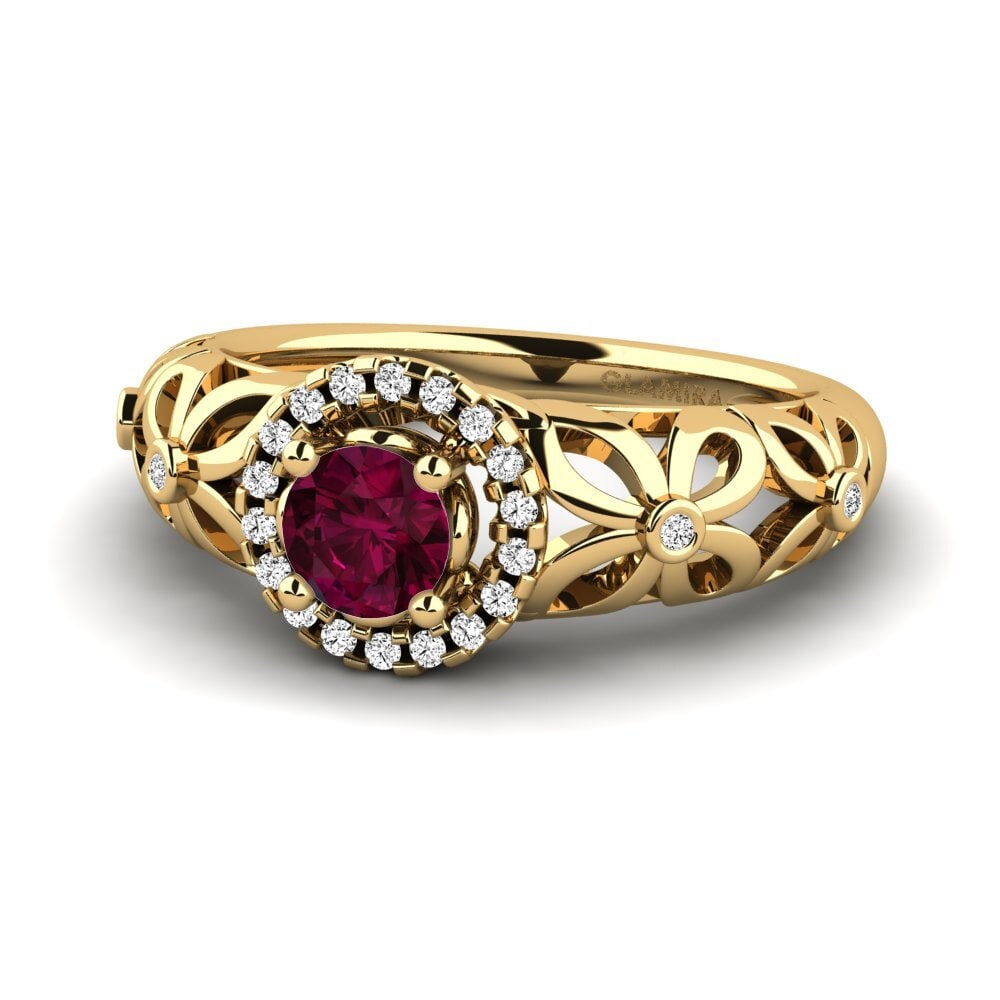 Granate Rhodolite Anillo de compromiso Vivyan