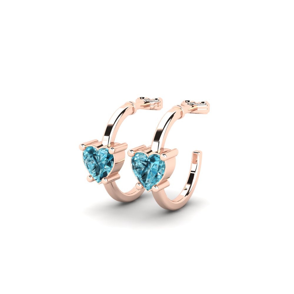 14ct Rose Gold Blue Zircon Women's Earring Celineas