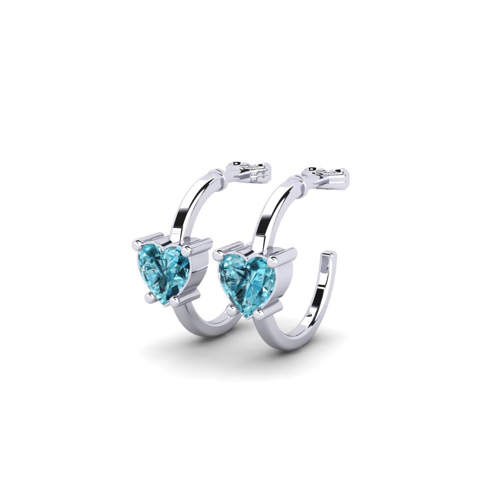 Oro Bianco 375 Zircone Blu Orecchino da donna Celineas
