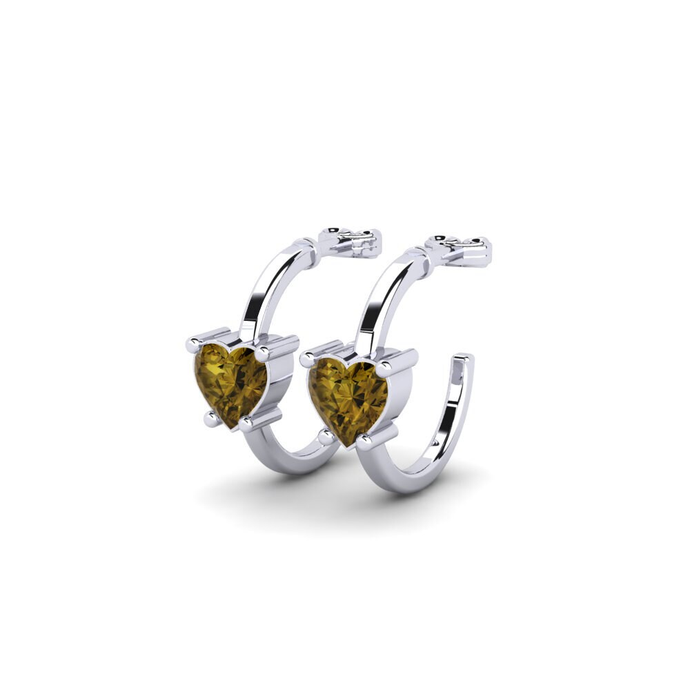 Oro Bianco 375 Zircone Marrone Orecchino da donna Celineas