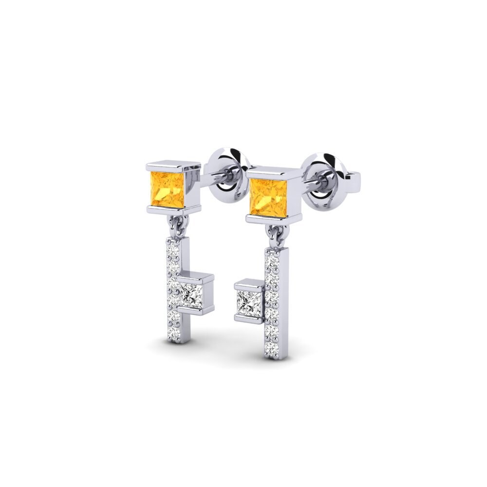 Oro Bianco 375 Citrino Orecchino da donna Ebrington