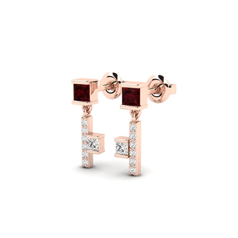 18k Oro Rosa Granate Pendiente de mujer Ebrington