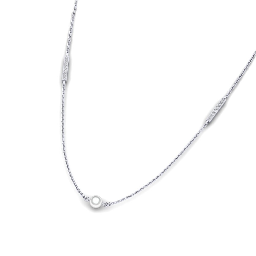 14ct White Gold Women's Necklace Serrati
