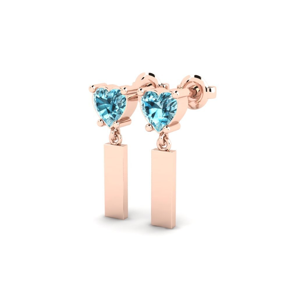 14ct Rose Gold Blue Zircon Women's Earring Vireda