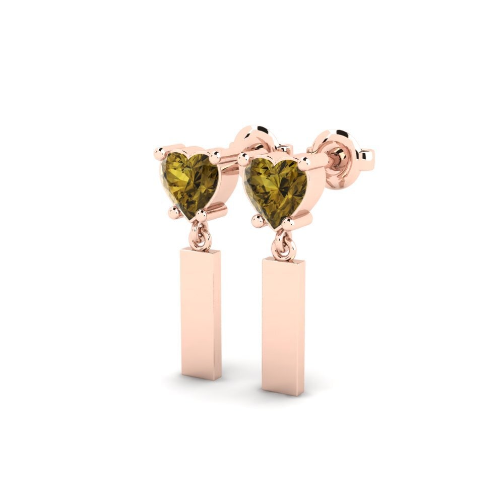 14ct Rose Gold Brown Zircon Women's Earring Vireda