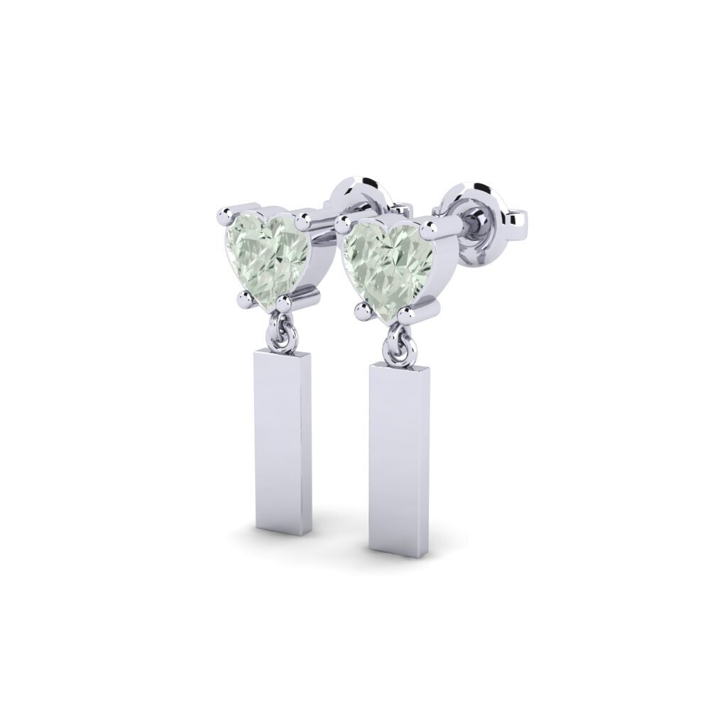 Oro Bianco 375 Ametista Verde Orecchino da donna Vireda
