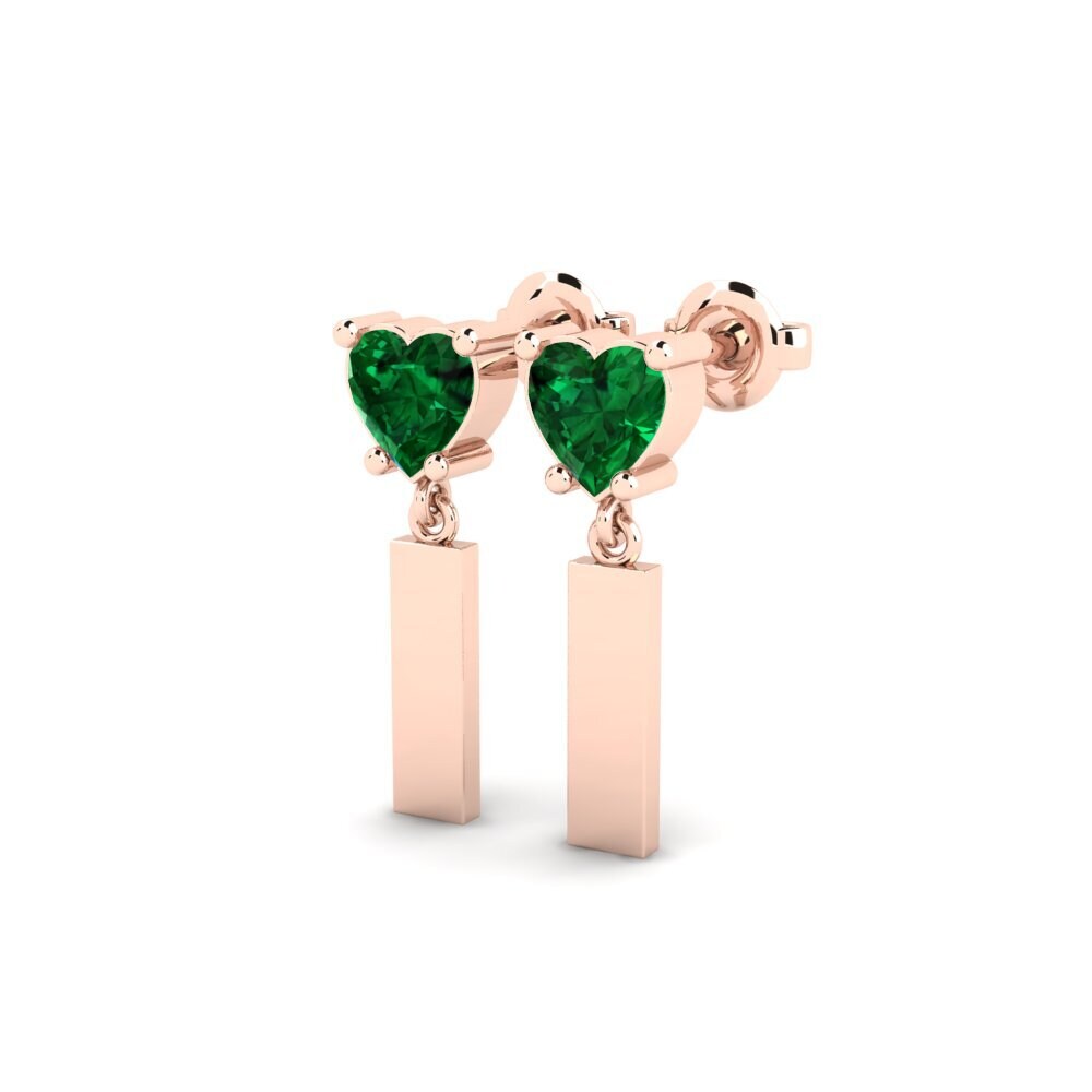 18k Oro Rosa Esmeralda (creada en laboratorio) Pendiente de mujer Vireda