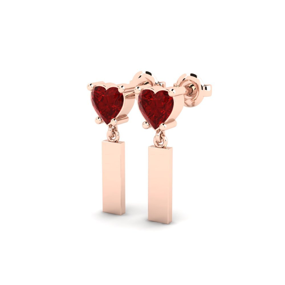14ct Rose Gold Ruby (Lab Created) Women's Earring Vireda