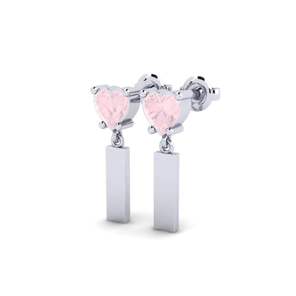 Oro Bianco 375 Quarzo Rosa Orecchino da donna Vireda