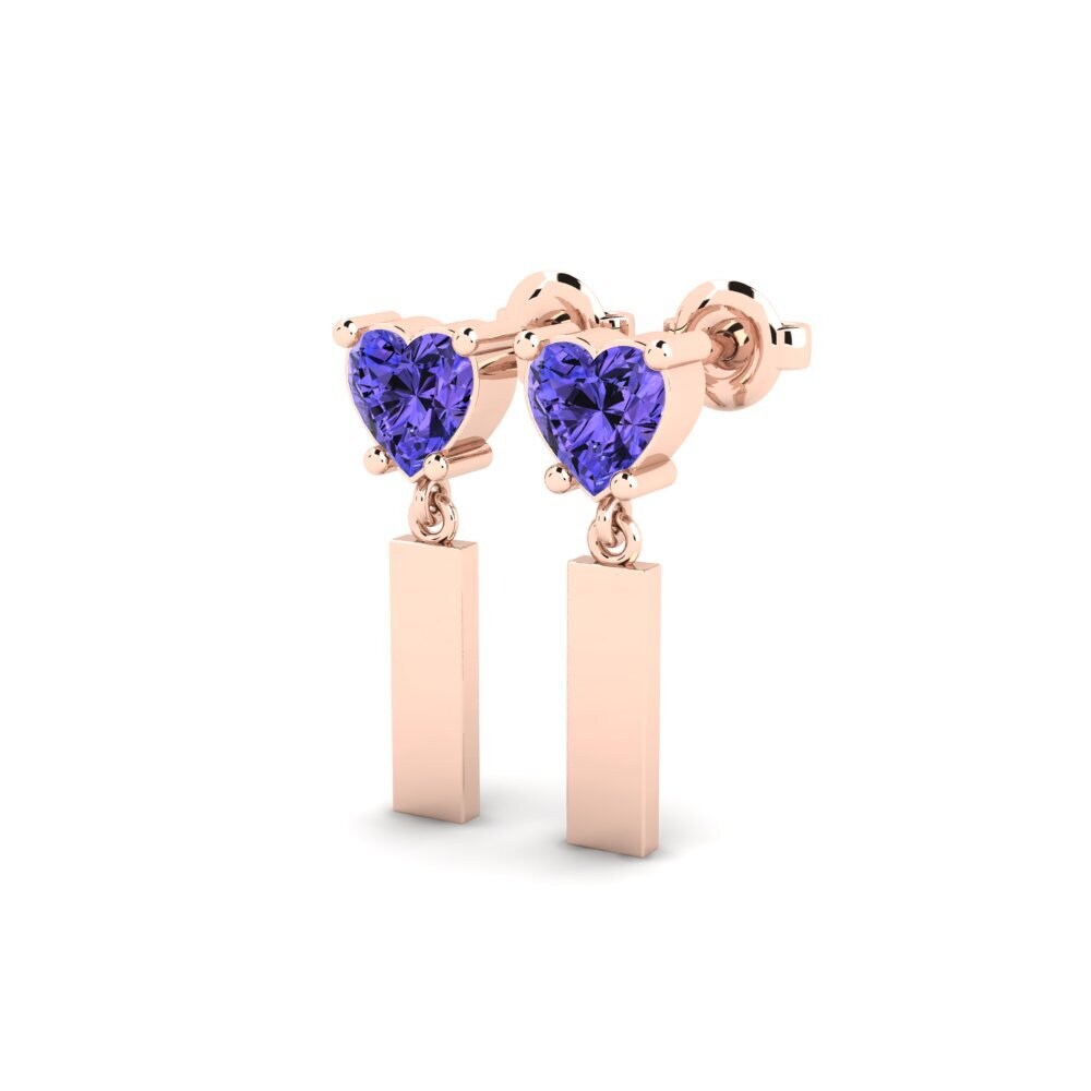18k Oro Rosa Tanzanita Pendiente de mujer Vireda