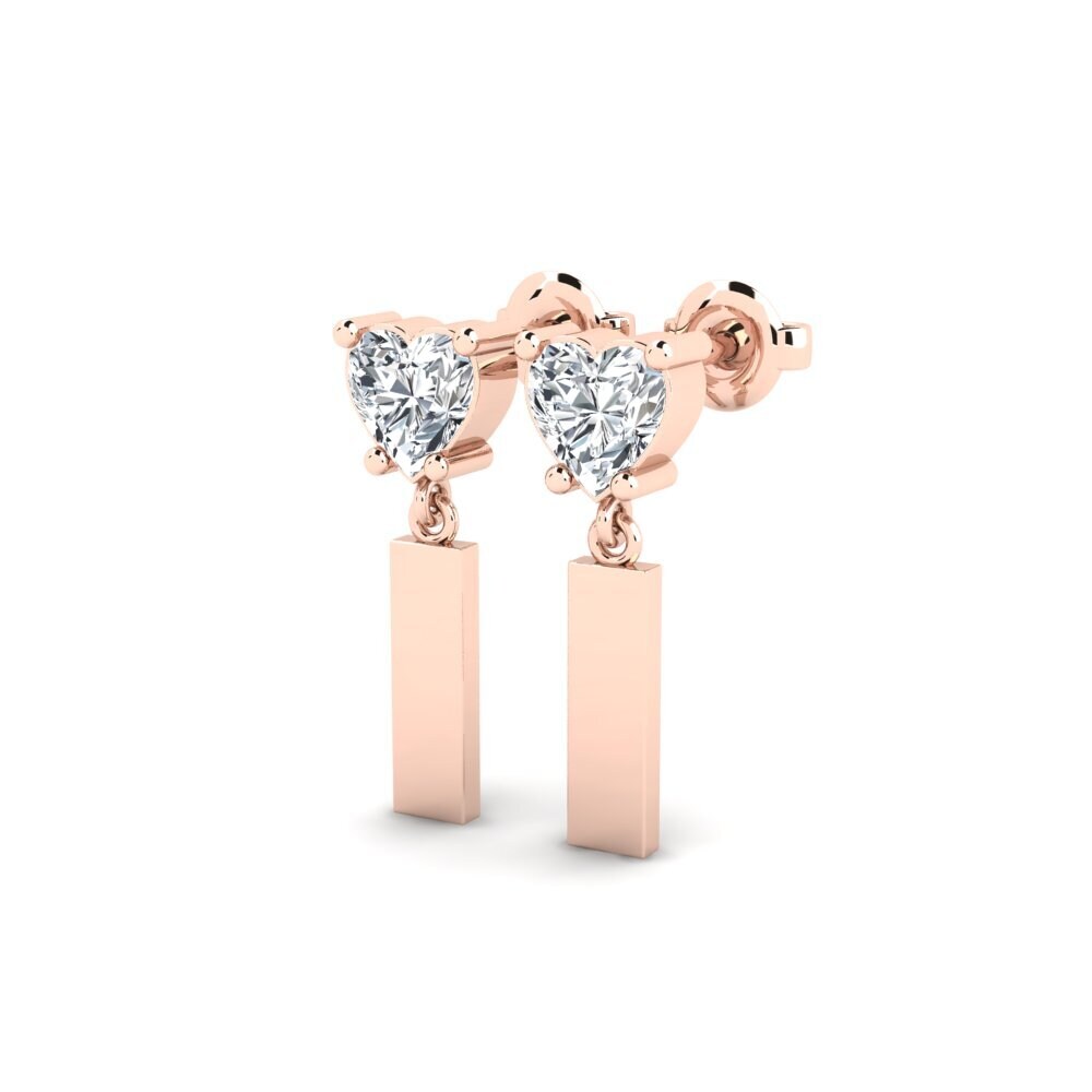 14ct Rose Gold White Zircon Women's Earring Vireda