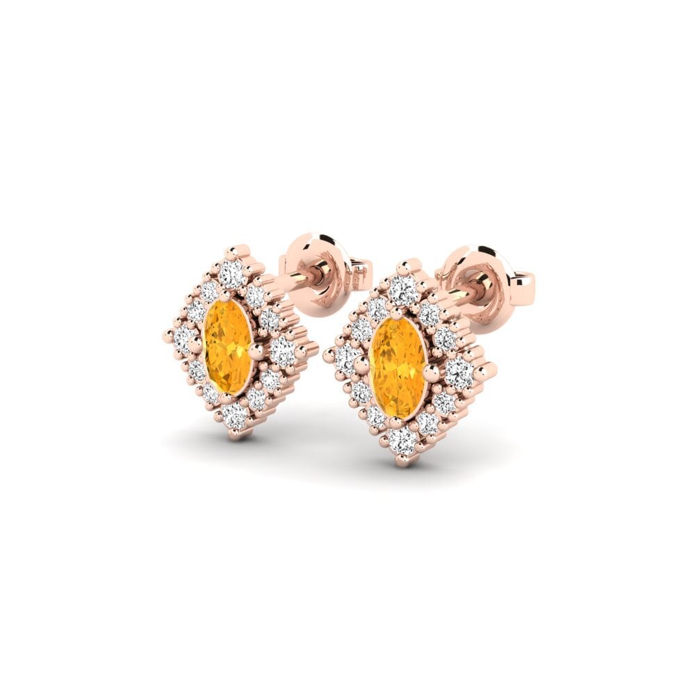 18k Oro Rosa Citrino Pendiente de mujer Dotline