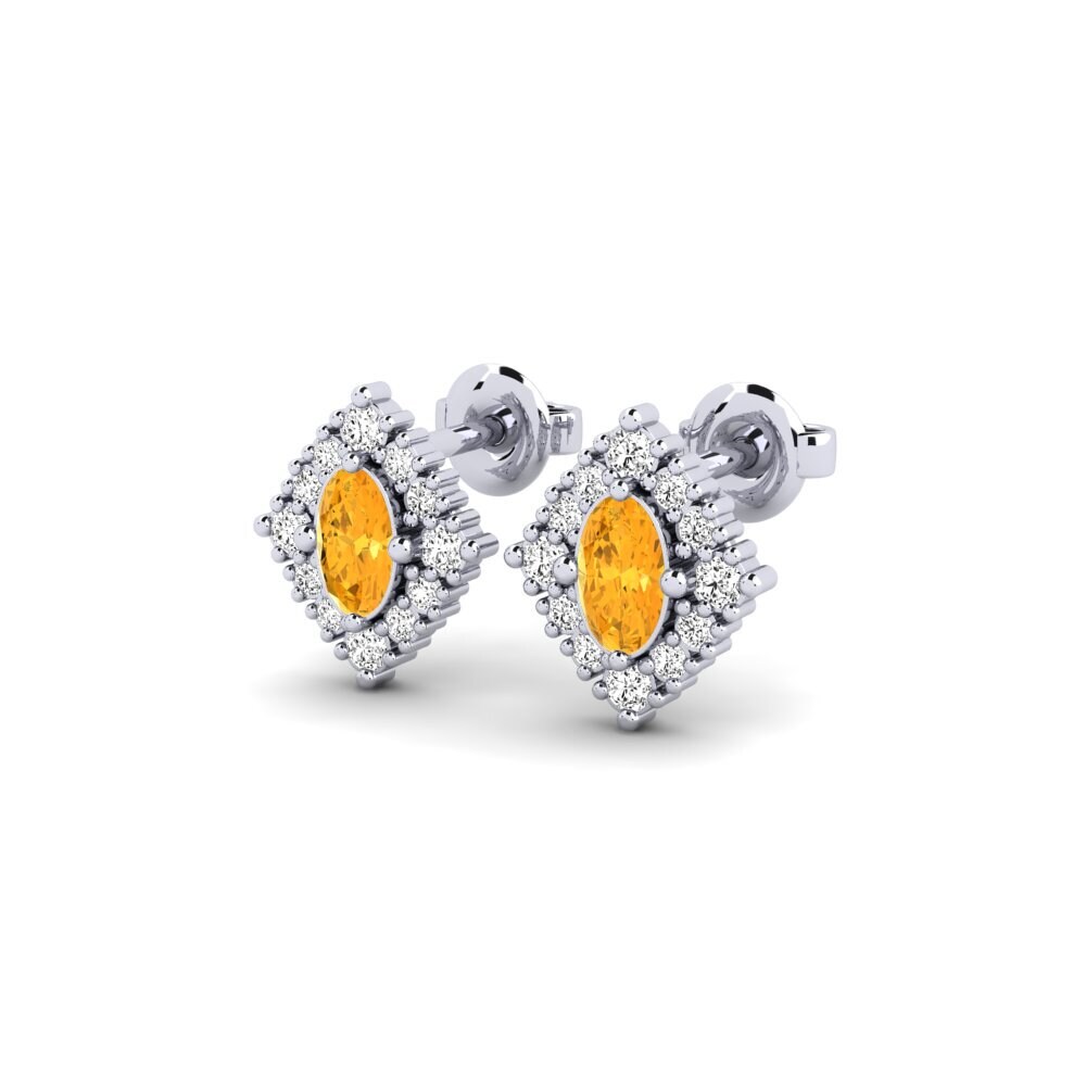 Oro Bianco 375 Citrino Orecchino da donna Dotline