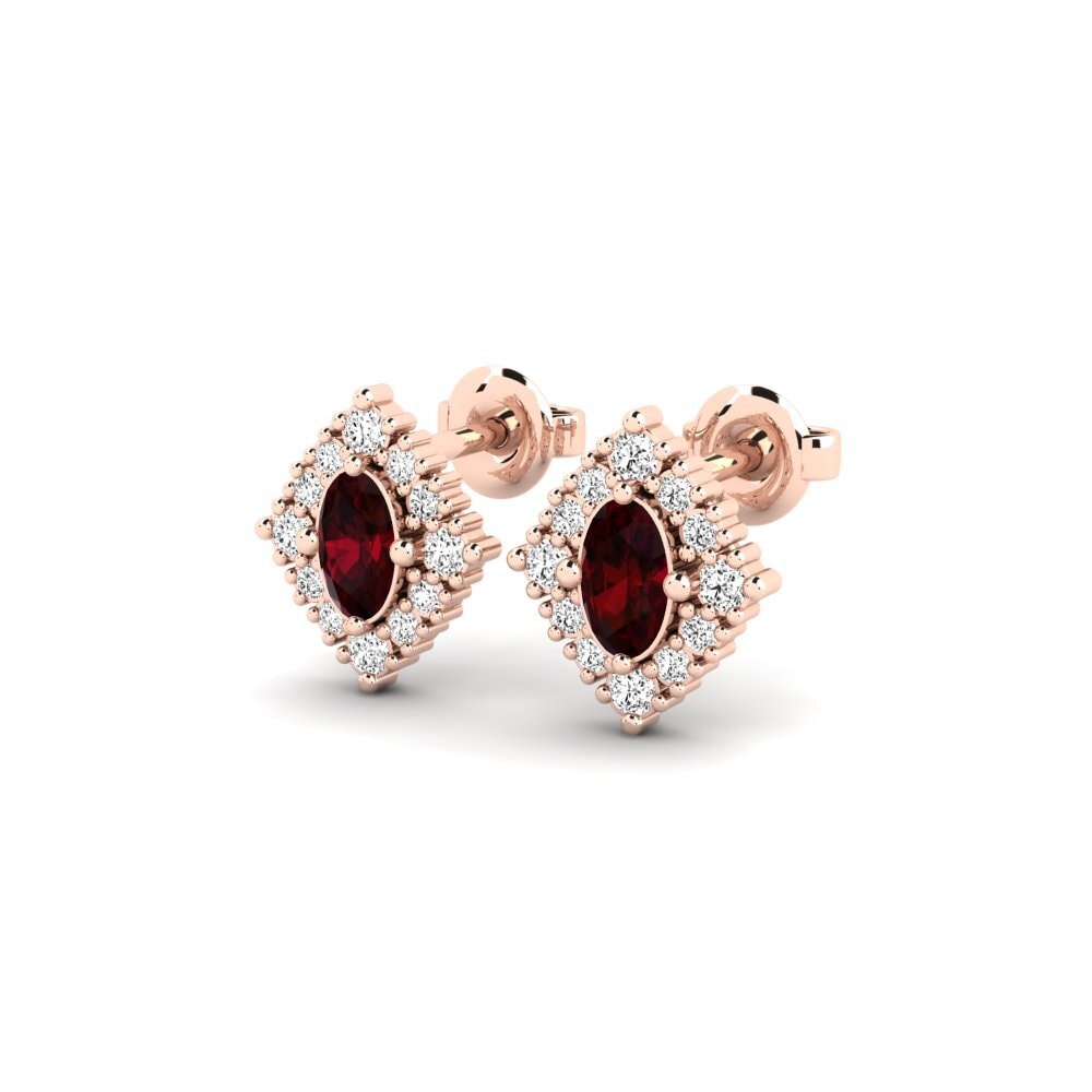 18k Oro Rosa Granate Pendiente de mujer Dotline