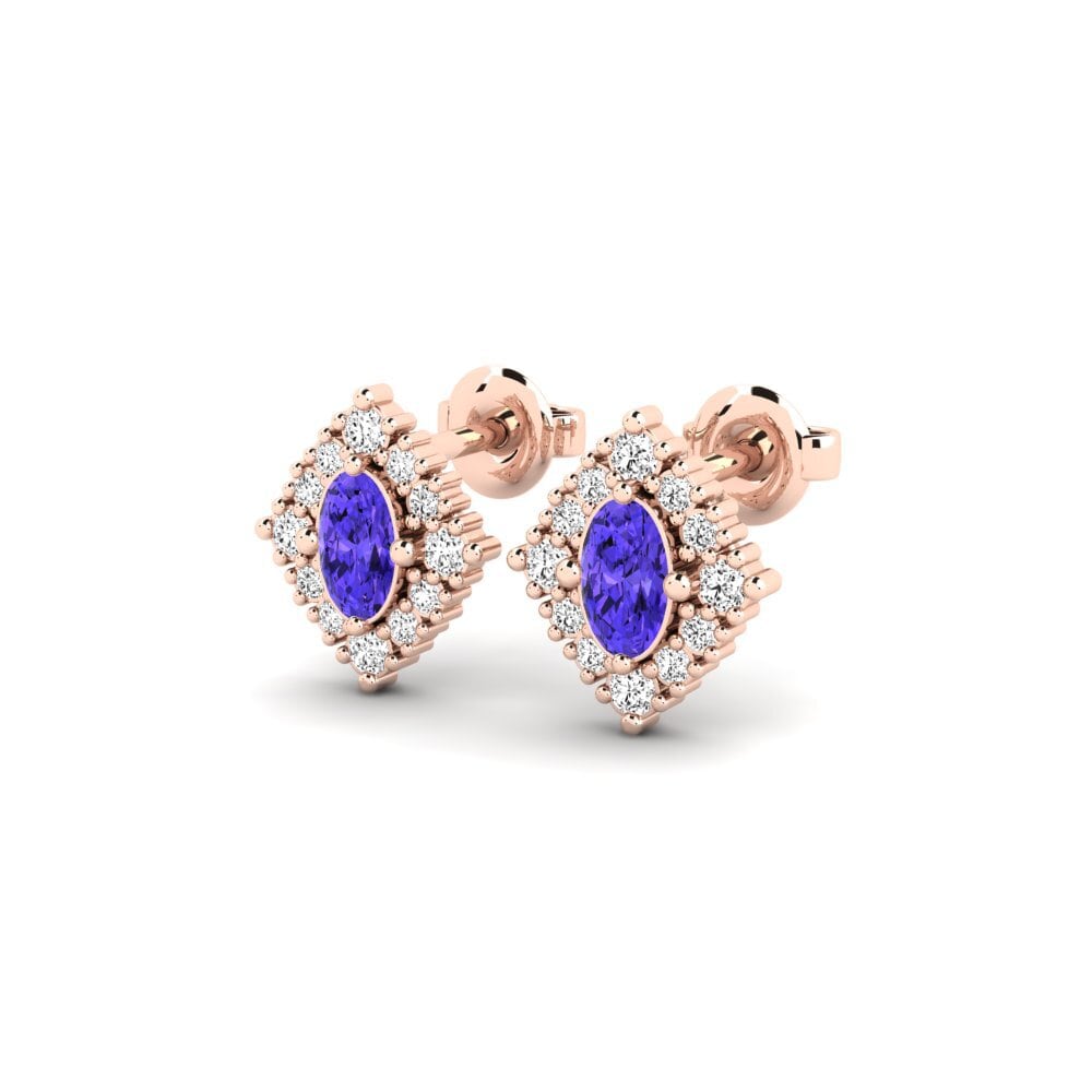 18k Oro Rosa Tanzanita Pendiente de mujer Dotline