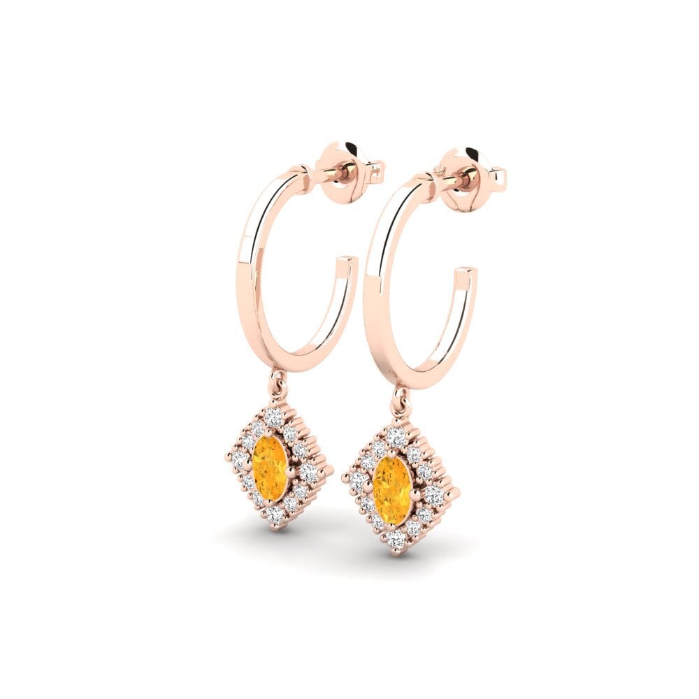 18k Oro Rosa Citrino Pendiente de mujer Hush