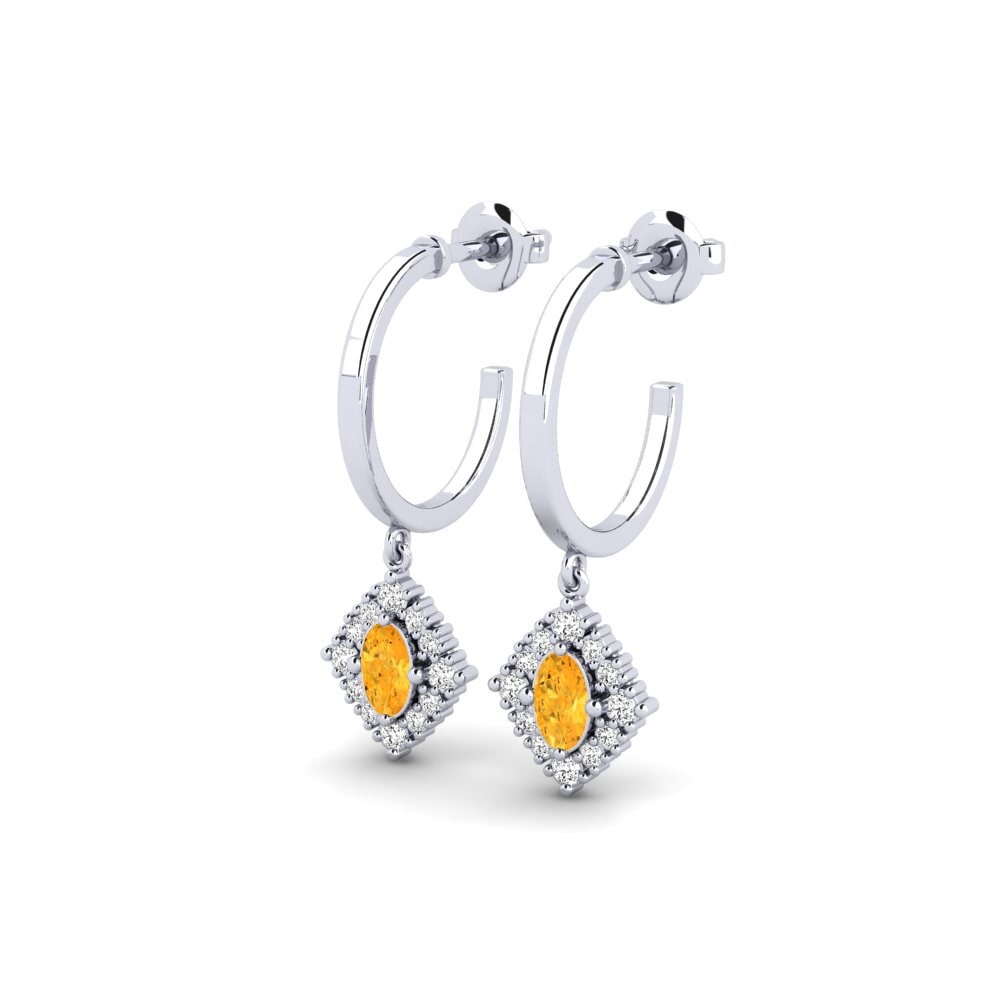 Oro Bianco 375 Citrino Orecchino da donna Hush
