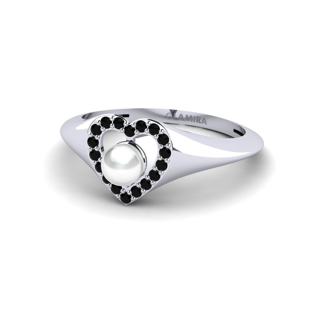 9k Oro Blanco Diamante Negro Anillo Minstrels