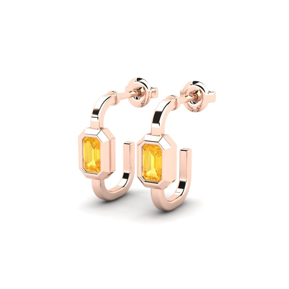 18k Oro Rosa Citrino Pendiente de mujer Threadline
