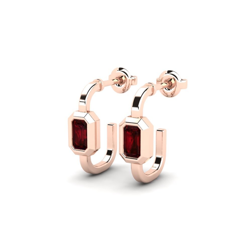 18k Oro Rosa Granate Pendiente de mujer Threadline
