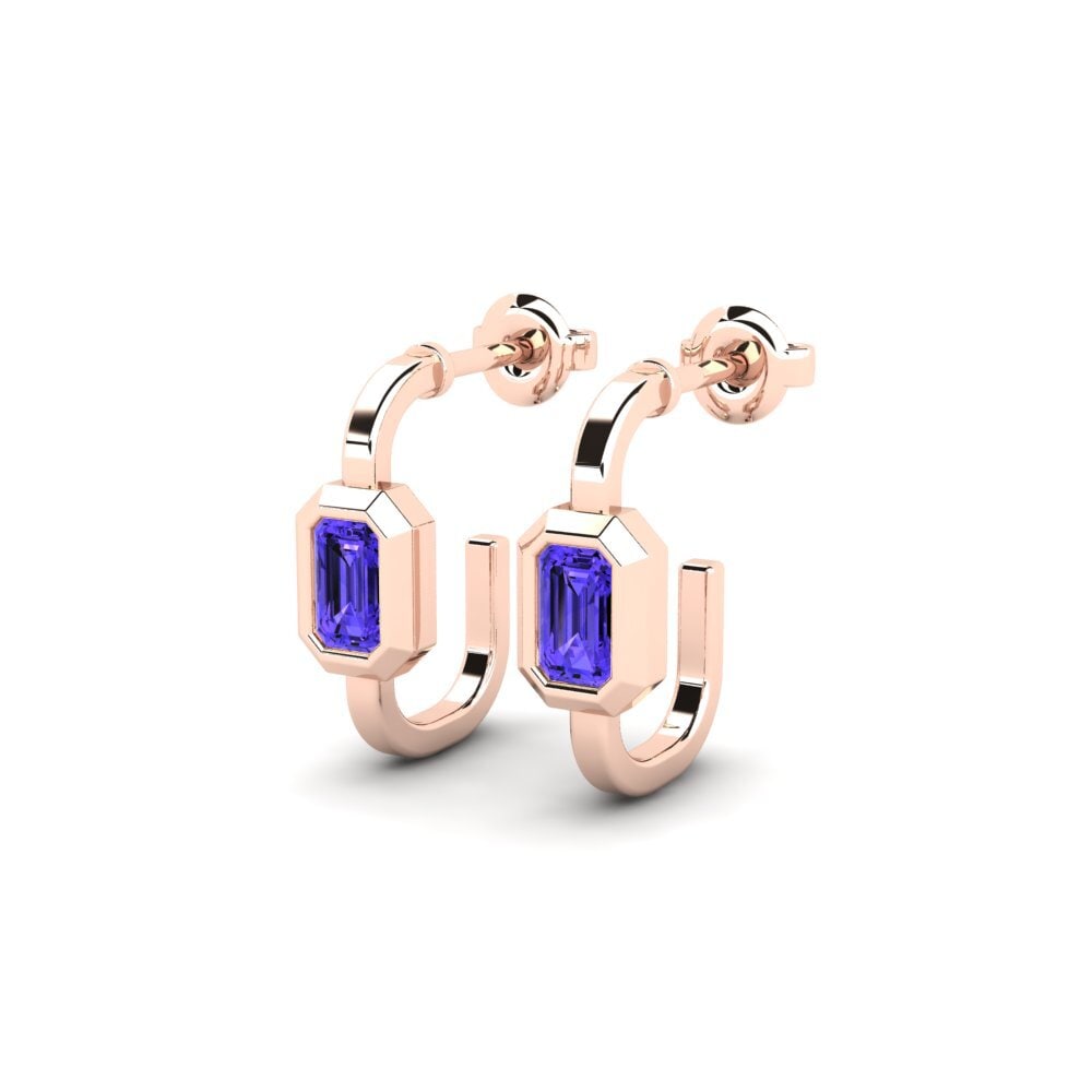 18k Oro Rosa Tanzanita Pendiente de mujer Threadline