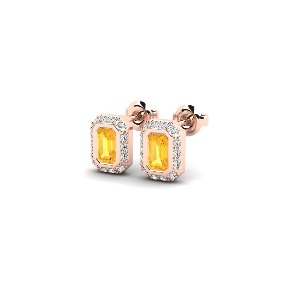 18k Oro Rosa Citrino Pendiente de mujer Veil