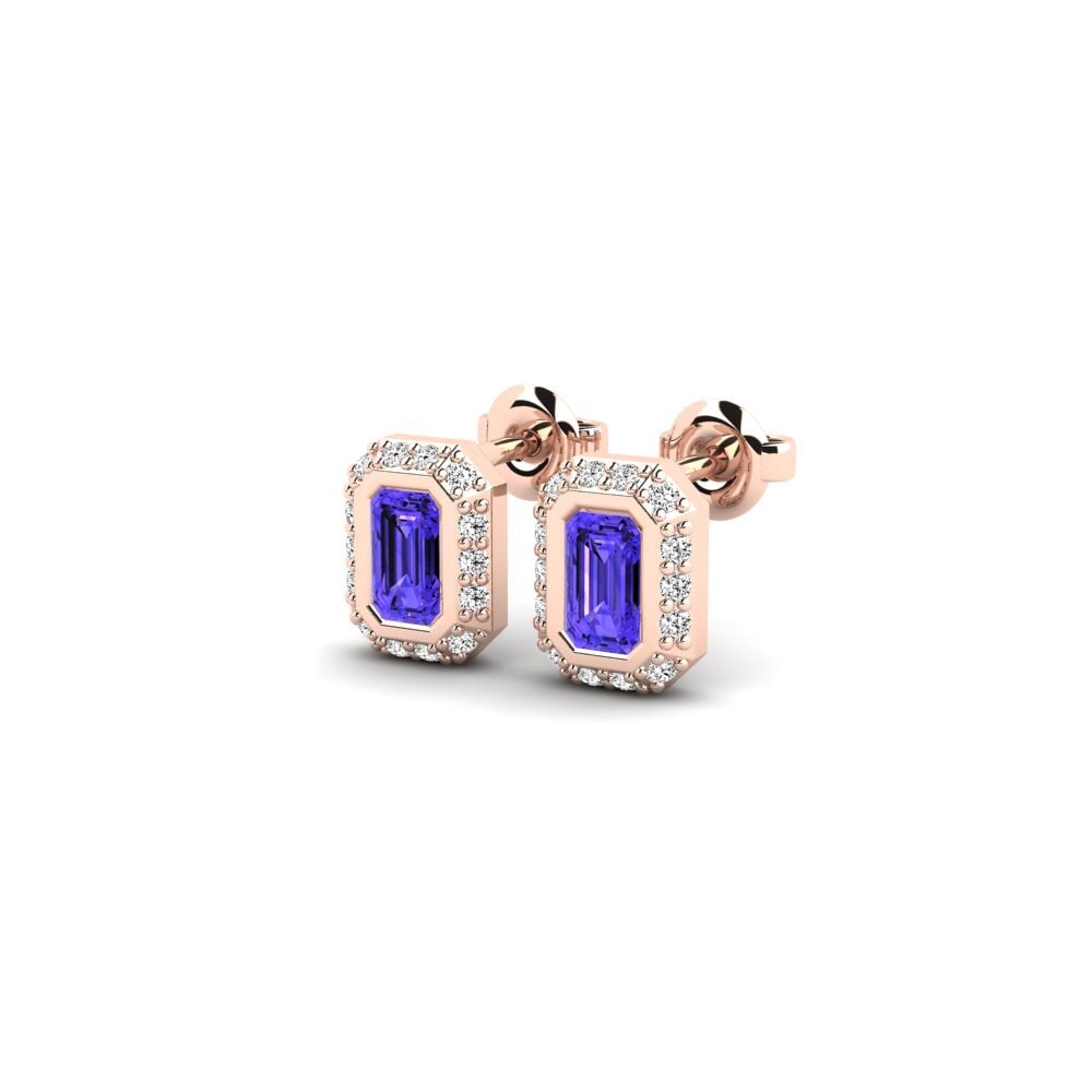 18k Oro Rosa Tanzanita Pendiente de mujer Veil