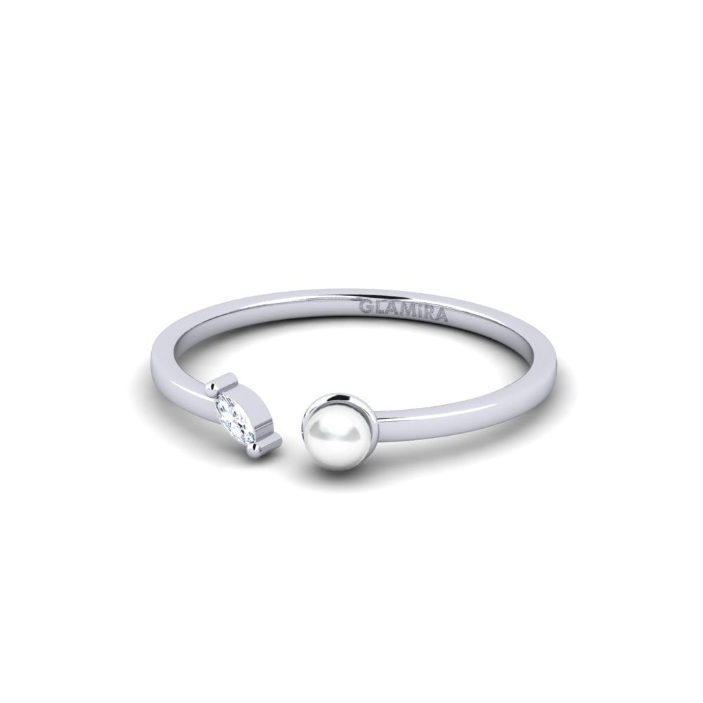 9k Oro Blanco Circonita Anillo Vesta