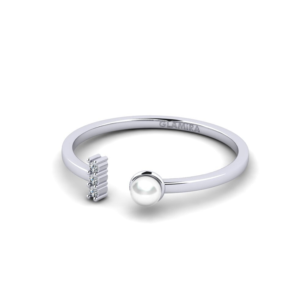 9k Oro Blanco Circonita Anillo Zeal