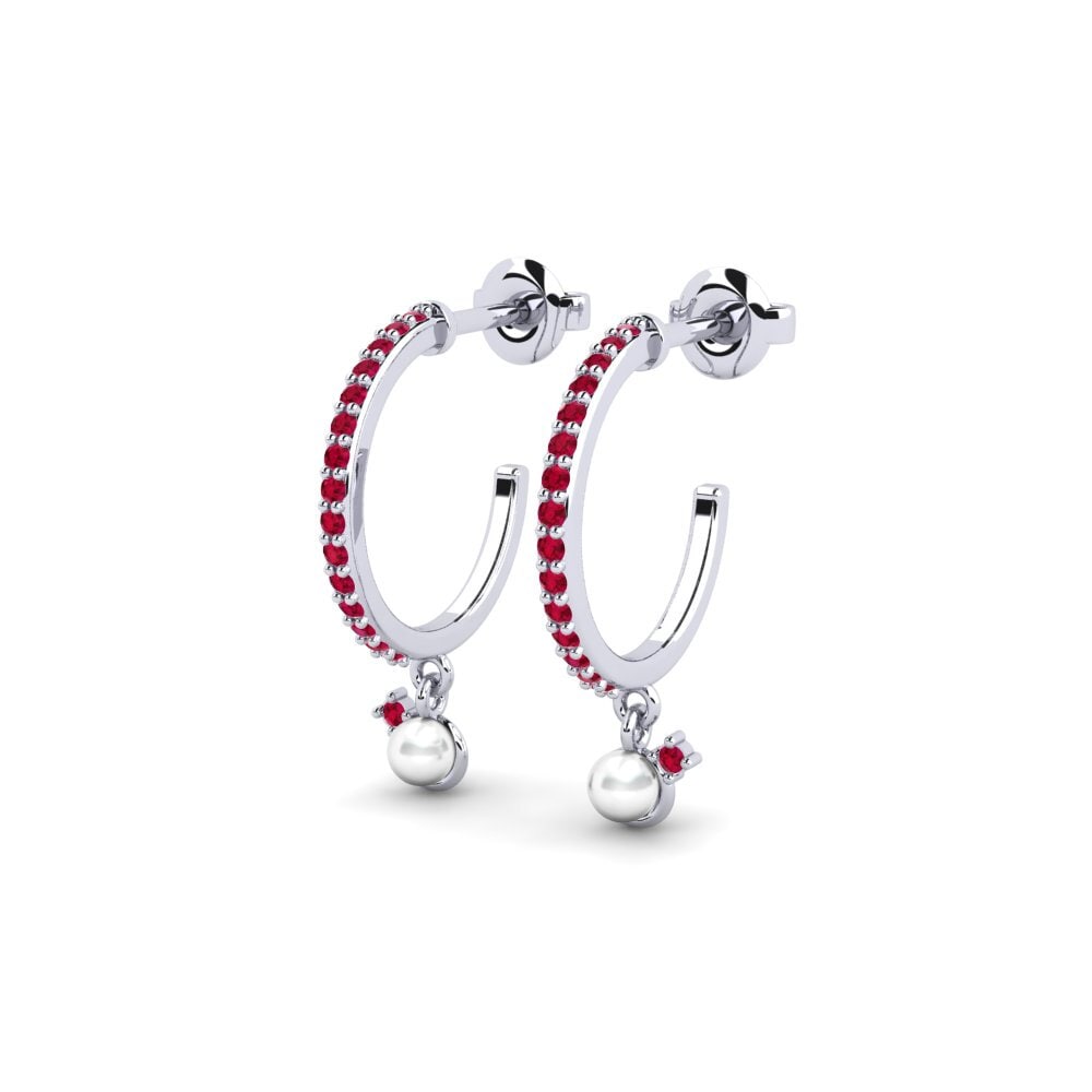 9ct White Gold Ruby Women's Earring Limnetica