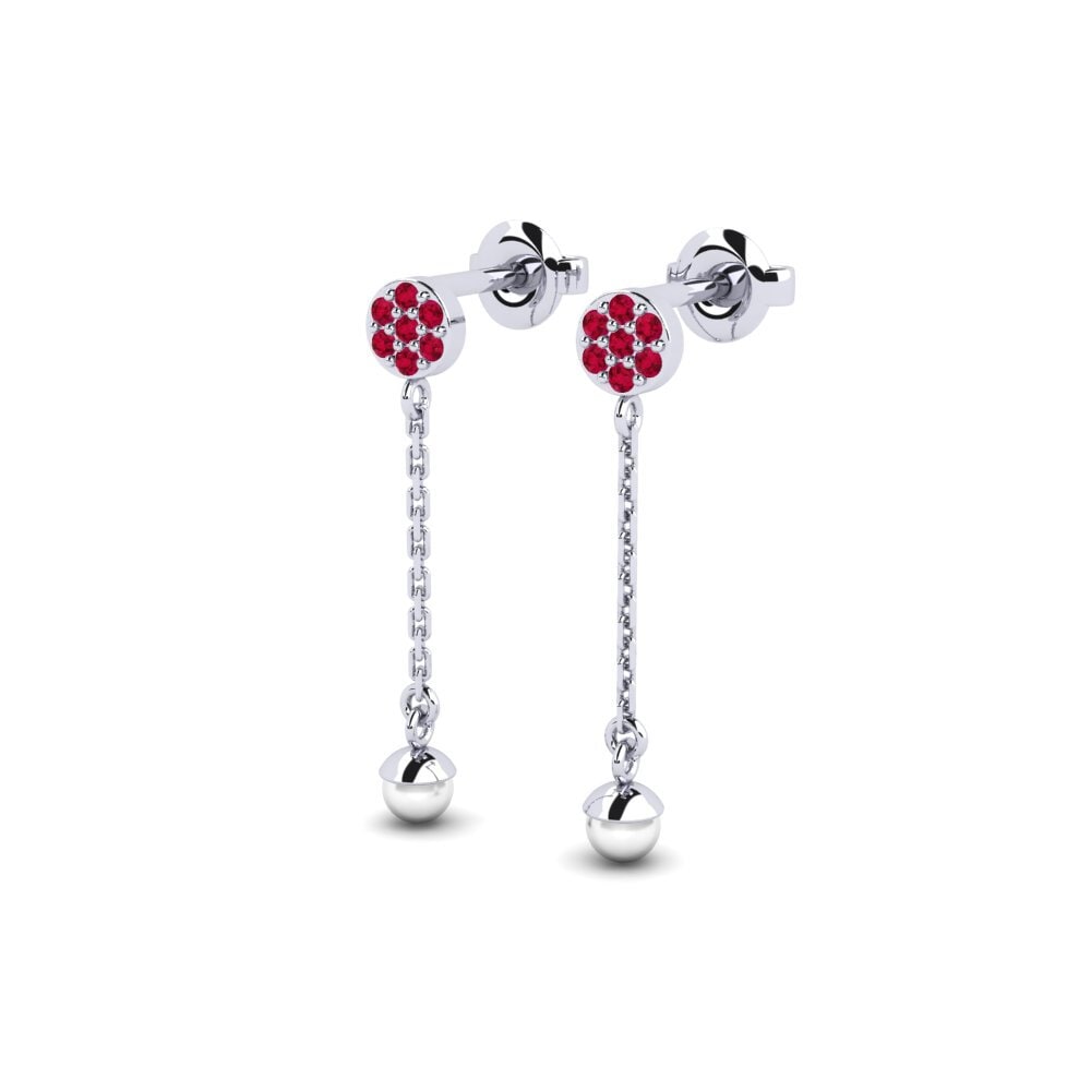 9ct White Gold Ruby Women's Earring Sphaericus