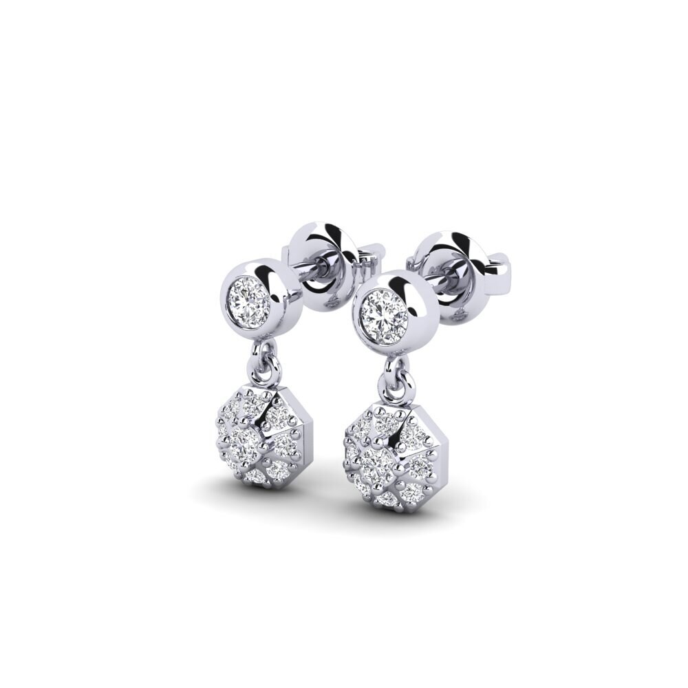14k Oro Blanco Diamante Pendiente de mujer Subtle